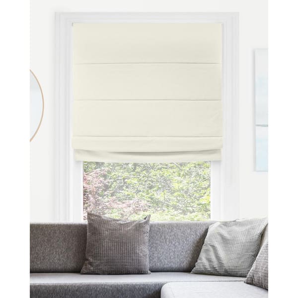Chicology Del Mar Ready-Made Moon Shell Cordless Blackout Privacy Fabric Roman Shade 34 in. W x 64 in. L