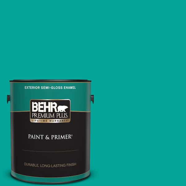 BEHR PREMIUM PLUS 1 gal. Home Decorators Collection #HDC-MD-22 Tropical Sea Semi-Gloss Enamel Exterior Paint & Primer