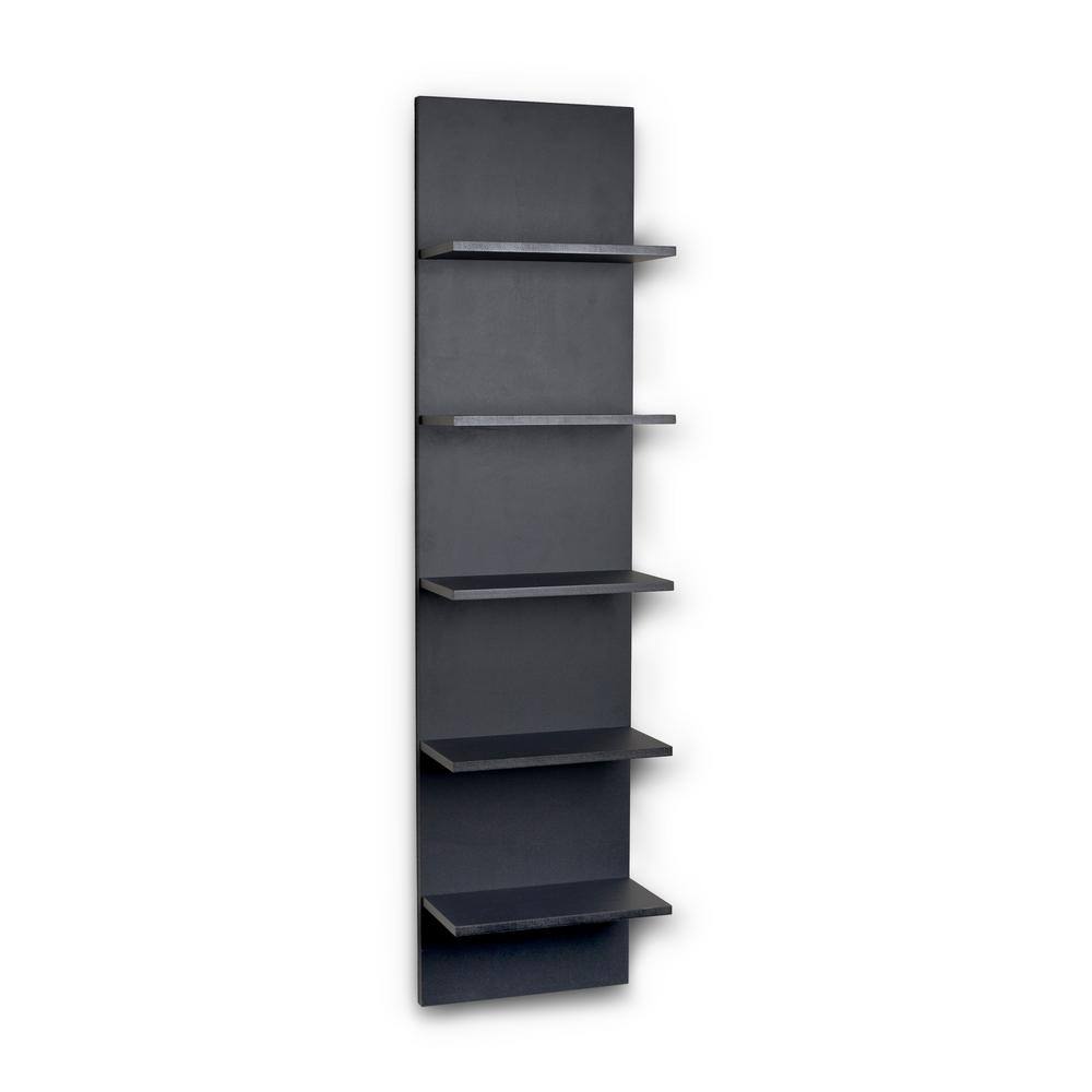 Sleek Black Woodgrain 52" Floating Wall Shelf for Modern Spaces