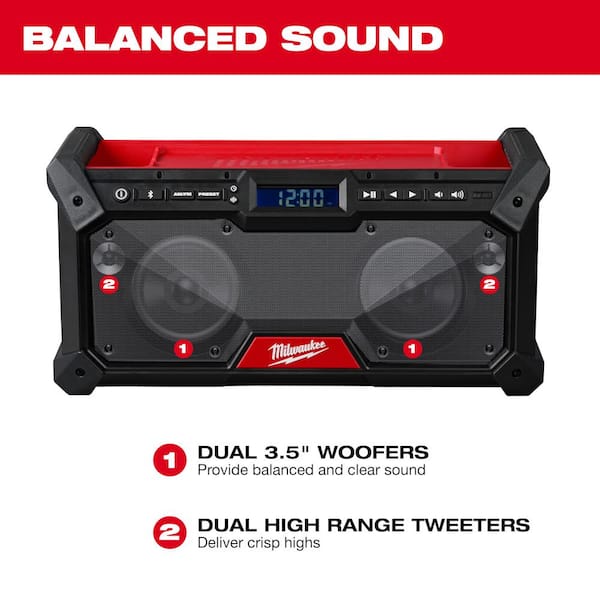 Milwaukee M18 18V Lithium-Ion Cordless Jobsite Radio with M18 (1) High Output 6.0Ah Battery & (2) 5.0Ah Battery