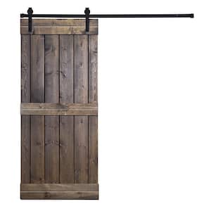 Mid-Bar Serie 36 in. x 84 in. Otter Brown Stained Knotty Pine Wood DIY Sliding Barn Door with Hardware Kit