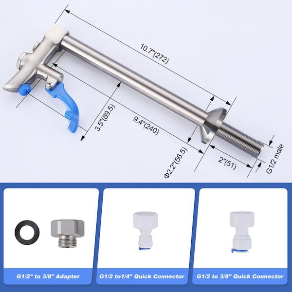 LukLoy Brass Glass Filler Faucet - 9" Deck Mount With 1/2" NPT Shank, Extra Lever & Tip For Bar/Kitchen