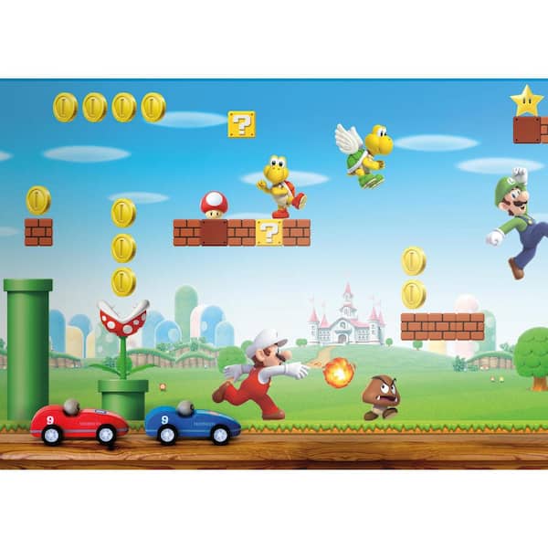 RoomMates Super Mario Scene Red, Blue and Green Peel and Stick Wallpaper  Border RMK11193BD - The Home Depot