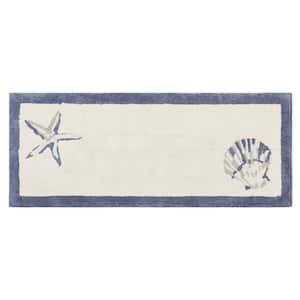 Nantucket 24 in. x 60 in. Blue High Pile Tufted Cotton Rectangle Bath Rug