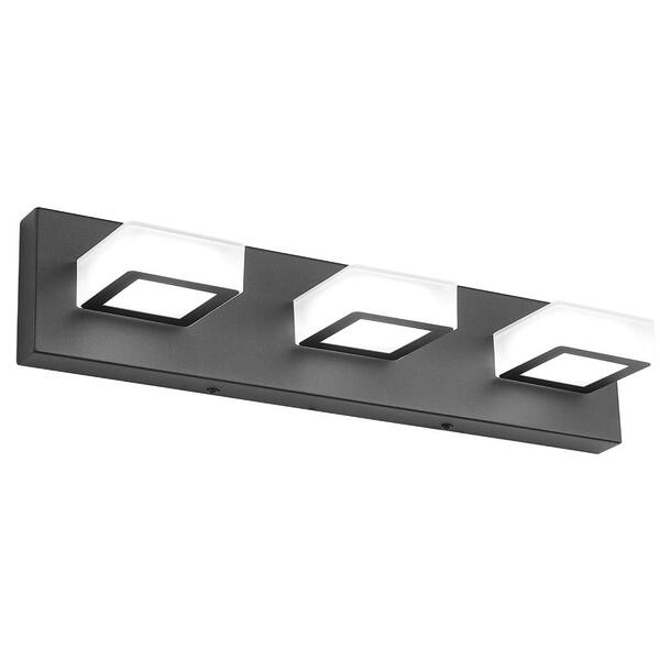 3-Light Modern Matte Black Acrylic Indoor Bathroom Vanity Light, 20 In Wide, Anti-Corrosion Frame