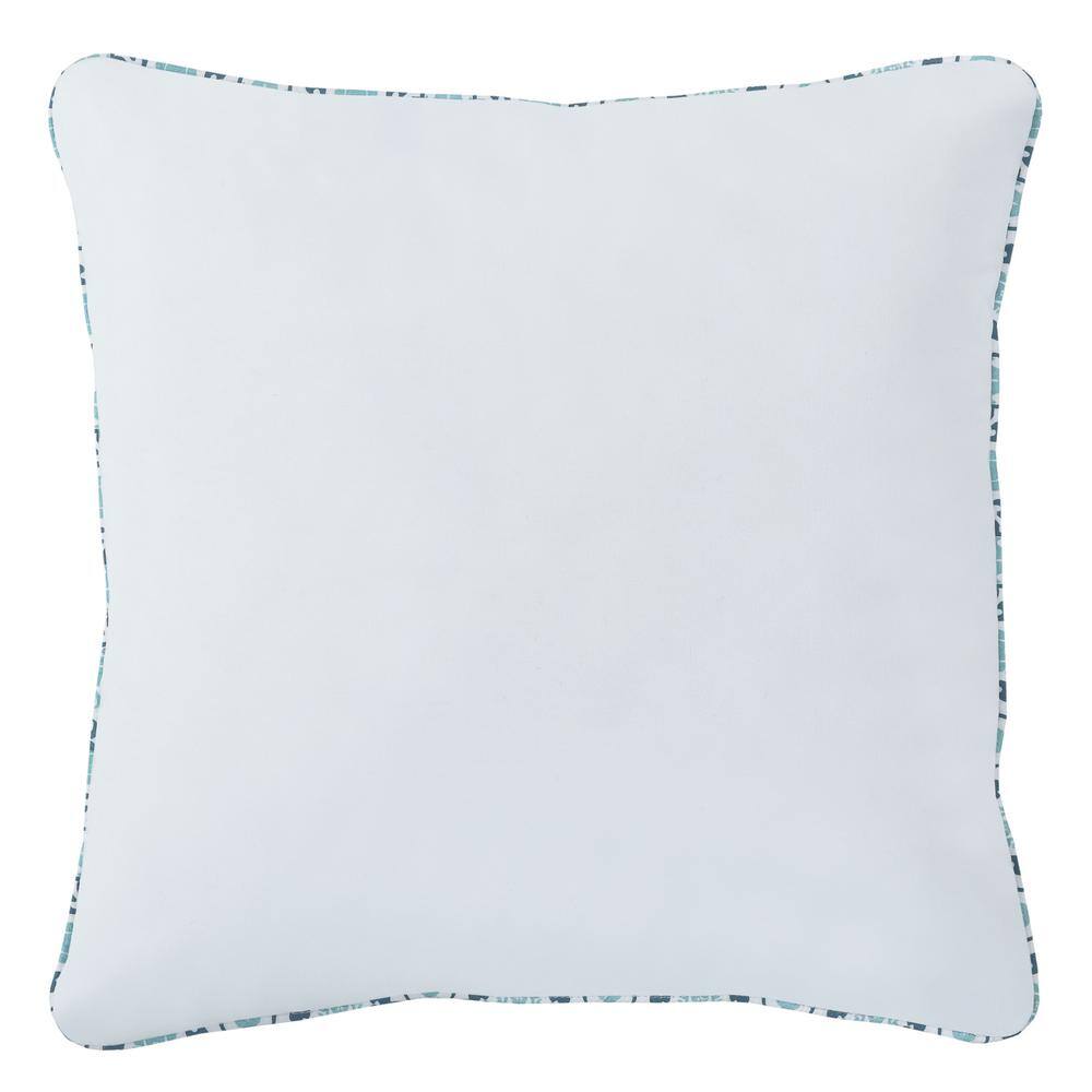 Afton 16" White and Blue Embroidered Square Throw Pillow