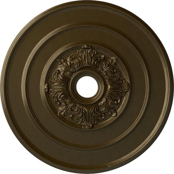 Ekena Millwork 1-1/2" x 26" x 26" Polyurethane Traditional  with Acanthus Leaves Ceiling Medallion, Brass CM26TABRS - The Home Depot