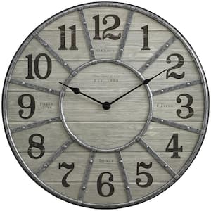 Yosemite Home Decor off-White and Black 23-Inch Round Gear Clock 5140040