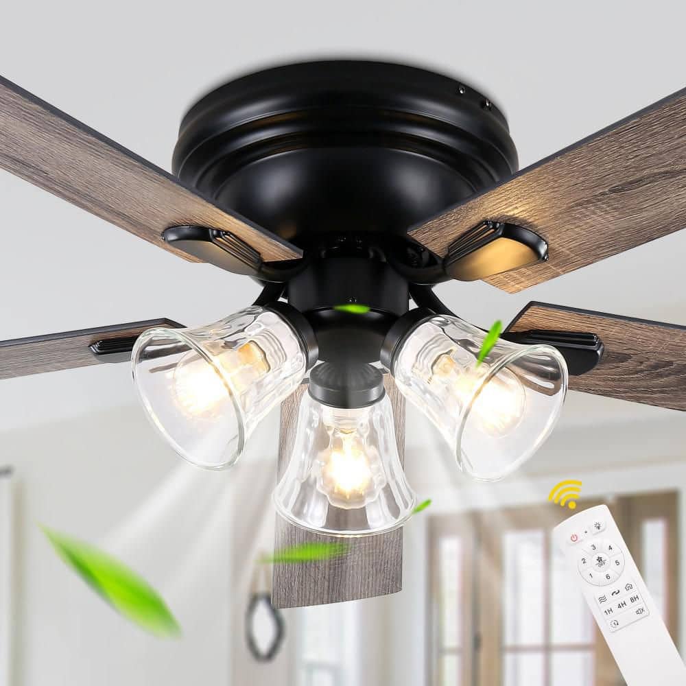 Oaks Aura Aesthet 60 in. Standard Indoor Black 6-Speed Flush Mount