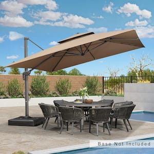 12 ft. Square Double Top Outdoor Aluminum 360° Rotation Cantilever Patio Umbralla in Beige