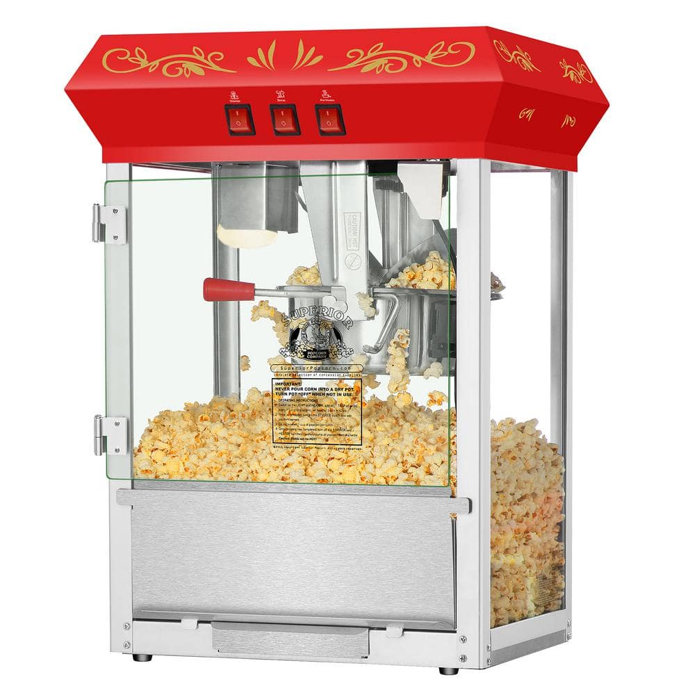 Superior Popcorn Company 8 oz. Movie Night Red Countertop Popcorn Machine