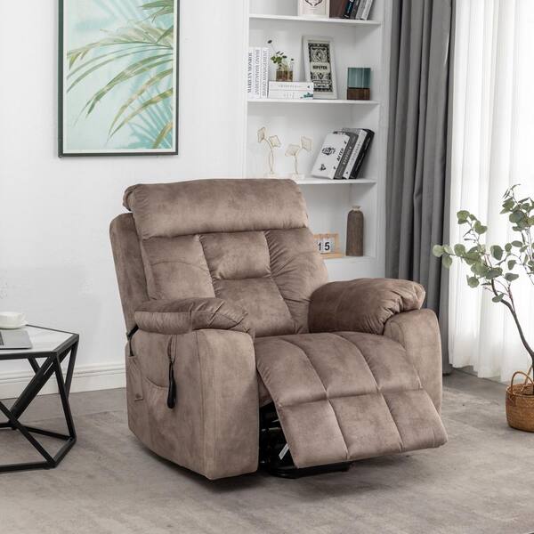 aisword Brown5 Enhanced Flagship Oversized Dual Okin Motor Chenille Recliner LiftSofa with Massage Heating and Assisted Standing, Brown5+Dual Motors