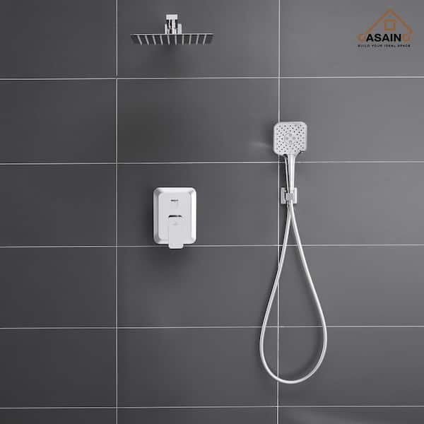 3-Spray Patterns 9.8 in. Wall Mount Dual Shower Heads in Spot Resist Chrome