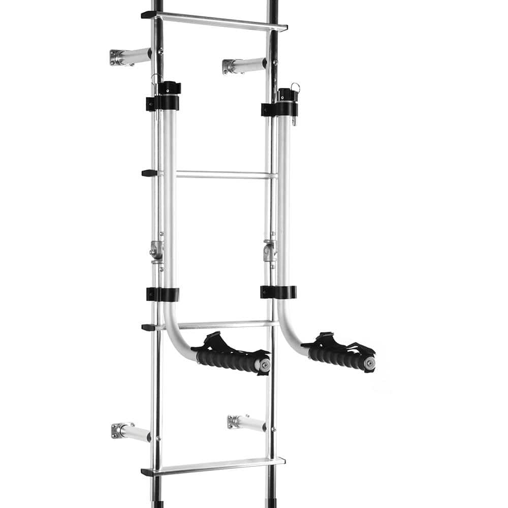 Silver Aluminum RV Ladder-Mounted Chair Rack