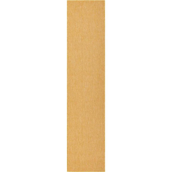Outdoor Solid Corn Harvest Yellow 2 ft. 7 x 12 ft. Area Rug