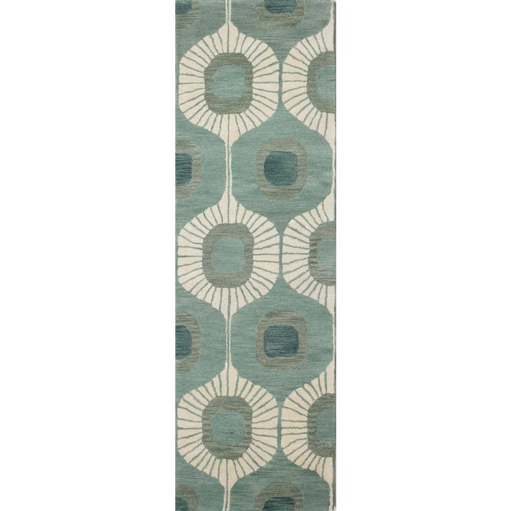 Chelsea Aqua 3 ft. x 8 ft. (26 x 8) Geometric Contemporary Runner