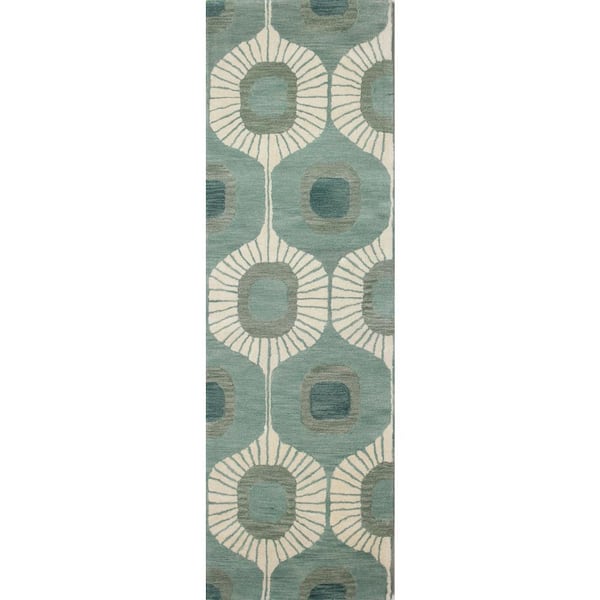 Chelsea Aqua 3 ft. x 8 ft. (2'6" x 8') Geometric Contemporary Runner