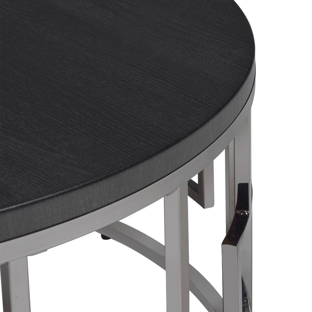 Kendall 36" Round Black Wood and Chrome Coffee Table
