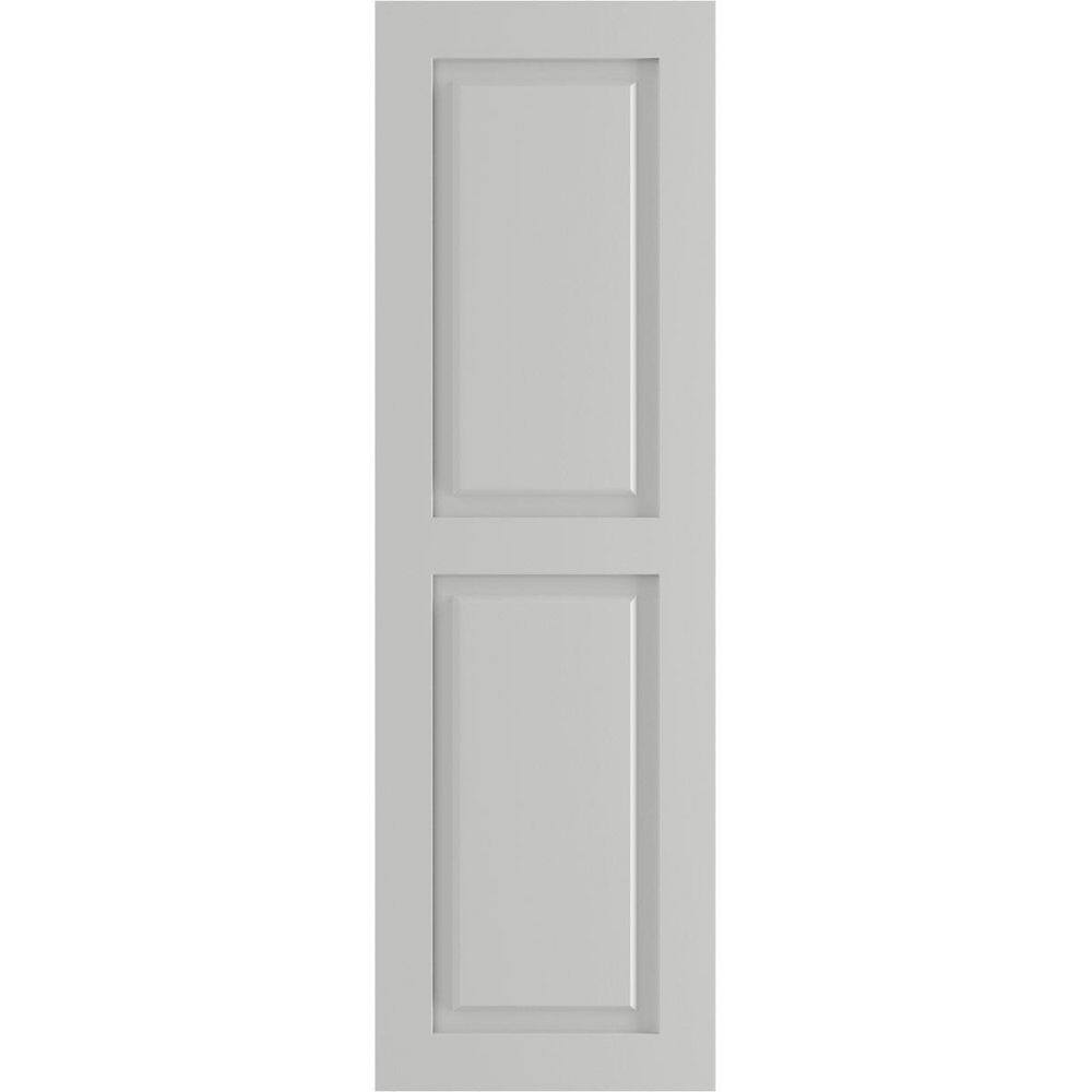 15 in. x 68 in. PVC True Fit Two Equal Raised Panel Shutters Pair in Hailstorm Gray price history on PriceWatchPro