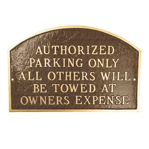 Authorized Parking Only All Others Will Be Towed Standard Arch Statement Plaque - Hammered Bronze