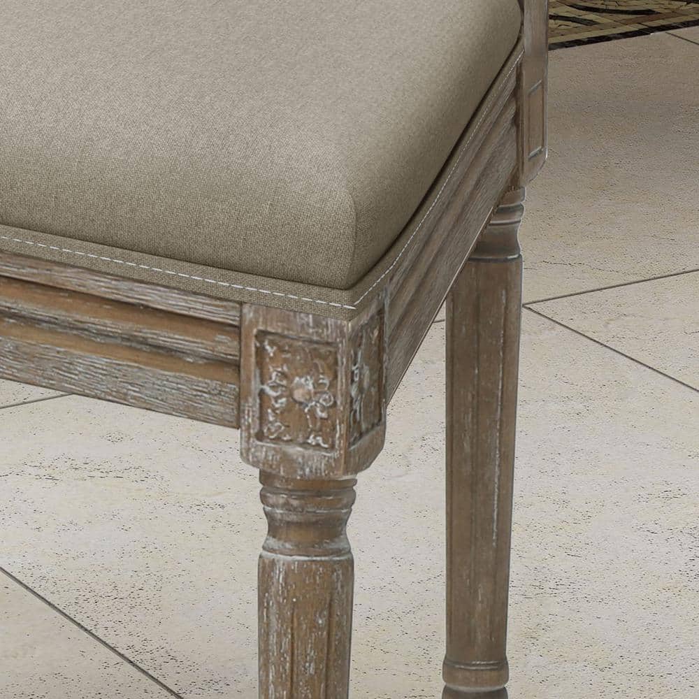 Ledger Distressed Wheat Upholstered Wood Side Chairs, Set of 2