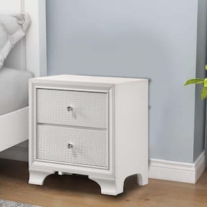 White 2-Drawer 16.4 in. Wooden Nightstand