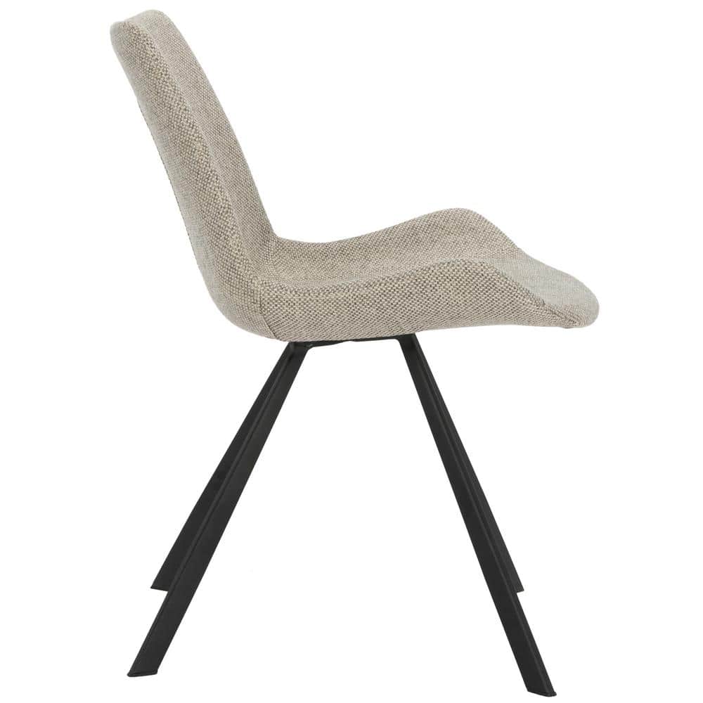 Light Grey Upholstered Mid-Century Modern Dining Chairs, Set of 2