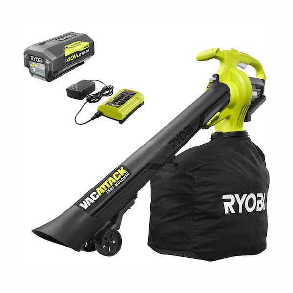 RYOBI RY40450 40V Lithium-Ion Cordless Leaf Vacuum/Mulcher with 4.0 Ah Battery and Charger Included - 1