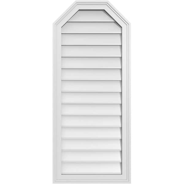 Ekena Millwork 18 in. x 42 in. Octagonal Top Surface Mount PVC Gable Vent: Decorative with Brickmould Frame