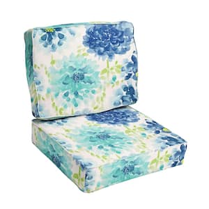 22.5 in. x 22.5 in. x 27 in. Deep Seating Indoor/Outdoor Corded Lounge Chair Cushion Set in Gardenia Seaglass