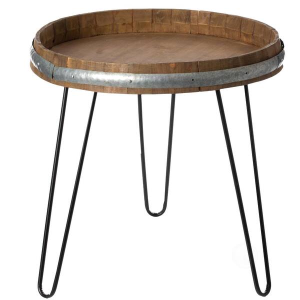 Vintiquewise Wooden Wine Barrel Head End Table Accent Coffee Qi003976 Vintiquewise Wooden Wine Barrel Head, Wine Barrel Side Table Outdoor