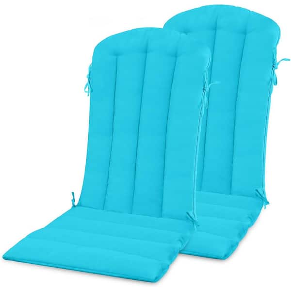 Mximu 19.7 in. x 18.9 in. Aruba Blue Patio Adirondack Chair Cushion with Straps for Indoor and Outdoor (set of 2)