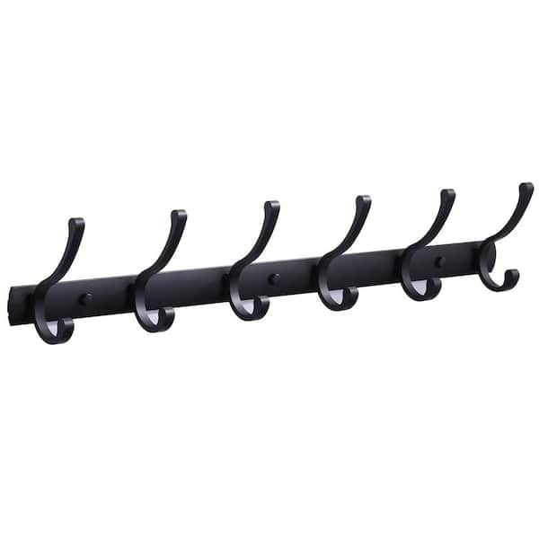 IVIGA Stainless Steel Wall Mounted J-Hook Robe/Towel Hook with 6 Hooks in Matte Black