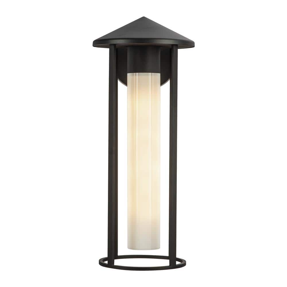 Tenko 18 in. 1-Light 60-Watt Black/Glossy Opal Glass Outdoor Hardwired Wall Sconce price history on PriceWatchPro