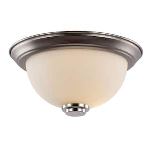 Mod Pod 11.5 in. 1-Light Brushed Nickel Flush Mount Ceiling Light Fixture with Frosted Glass