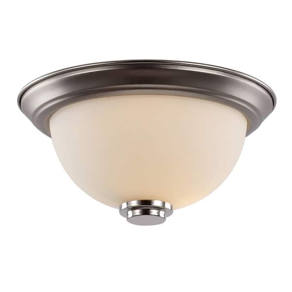 Bel Air Lighting Mod Pod 11.5 in. 1-Light Brushed Nickel Flush Mount Ceiling Light Fixture with Frosted Glass