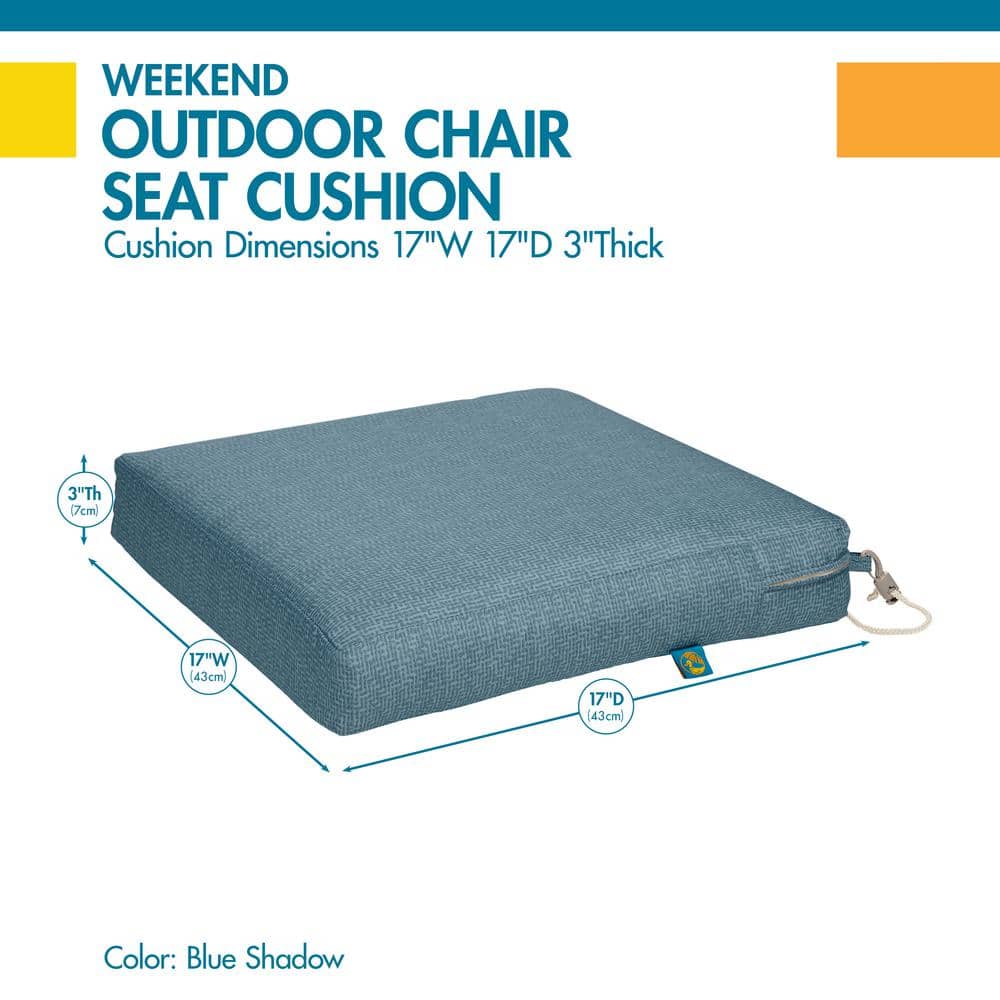 Blue Shadow Water-Resistant Outdoor Dining Chair Cushion 17x17