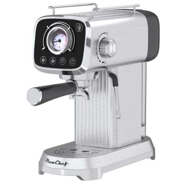 Amucolo 2-Cup Stainless Steel 20-Bar Espresso Machine with ESE POD Capsules Filter, Milk Frother Steam Wand, Water Tank