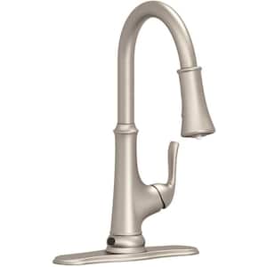 Creswell Single-Handle Pull-Down Sprayer Kitchen Faucet with Touchless Sensor and LED Light in Brushed Nickel