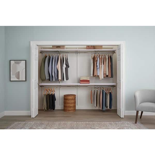 Genevieve 8 ft. White Adjustable Closet Organizer Double Hanging Rod