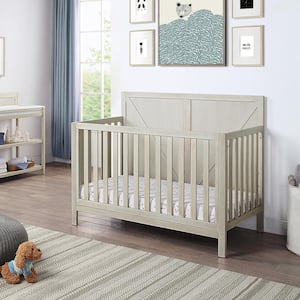 4-in-1 Rustic Farmhouse Convertible Crib Converts from Baby Crib to Toddler Bed, Daybed and Full-Size Bed, Wash Gray
