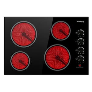 Pro Series 30 in. Built-In Radiant Electric Ceramic Glass Cooktop in Black with 4 Elements and Mechanical Knob