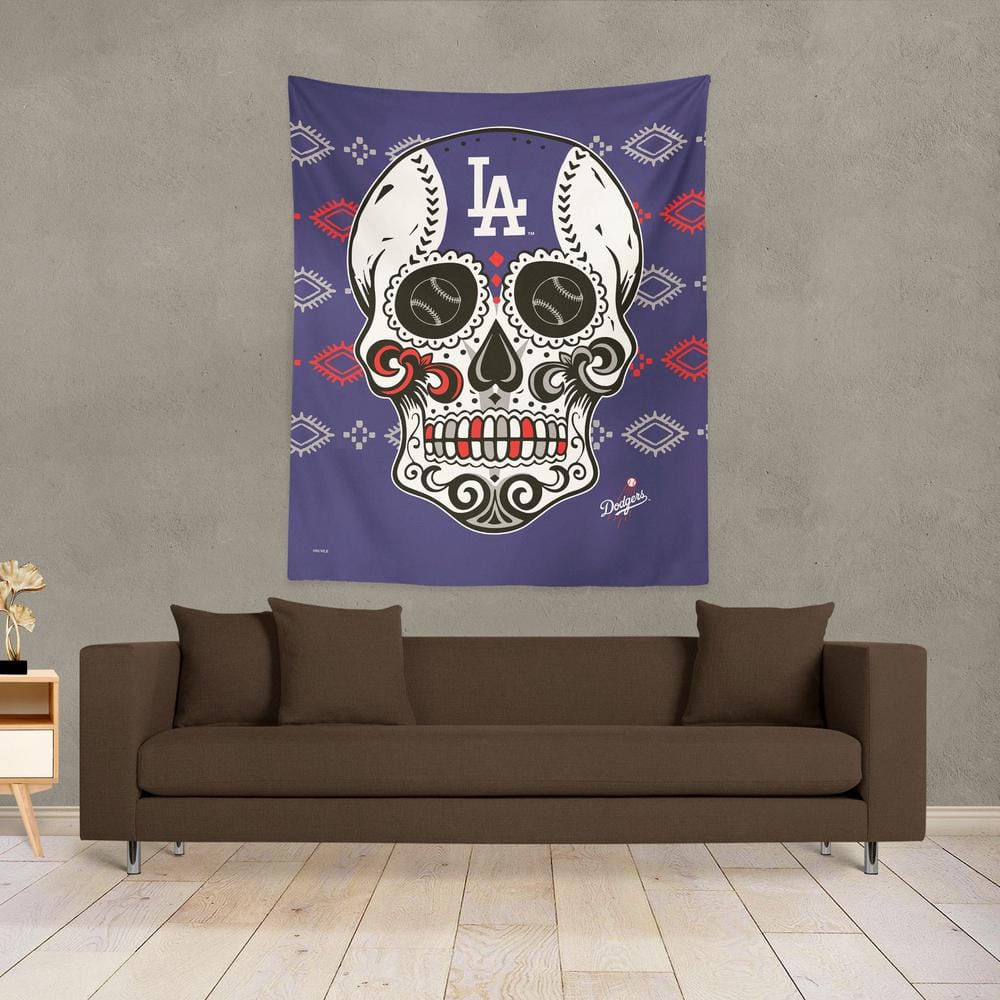 Los Angeles Dodgers Candy Skull Wall Hanging, 50x60 Inches