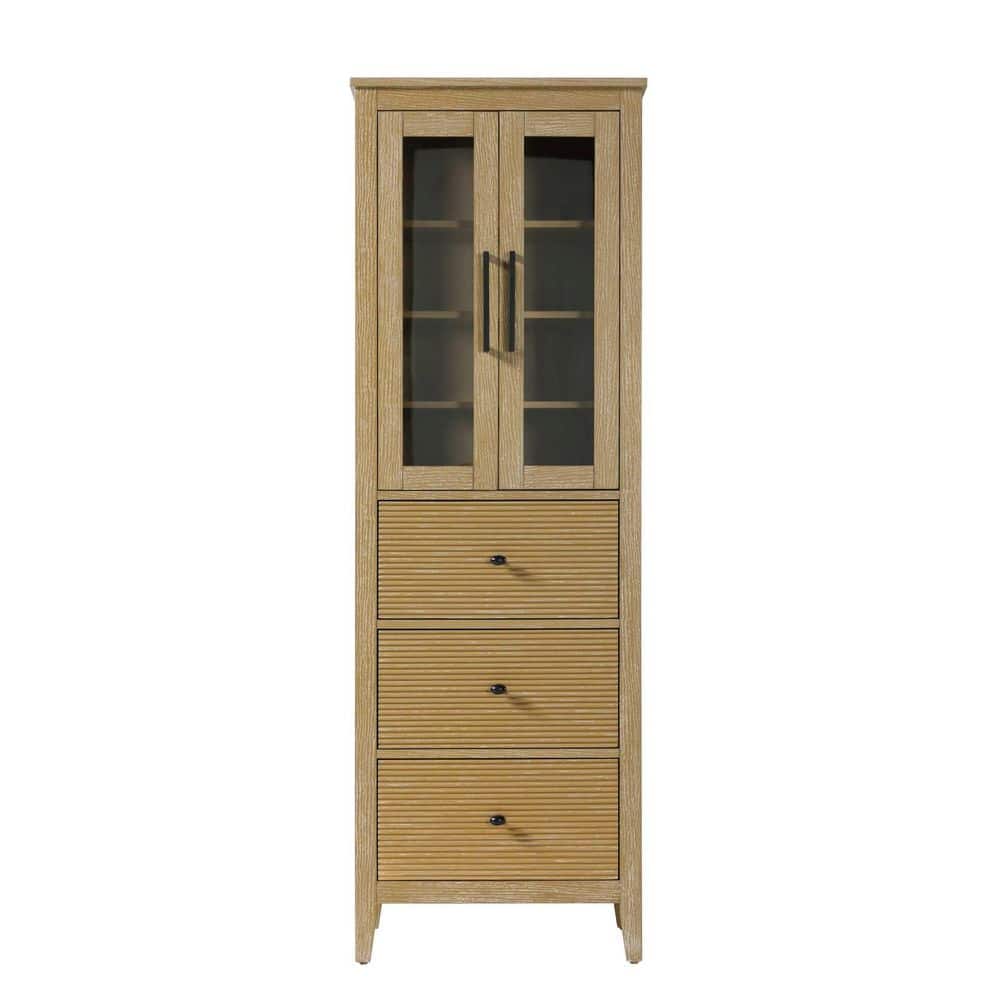24 in. W x 18 in. D x 72 in. H Beige Freestanding Linen Cabinet