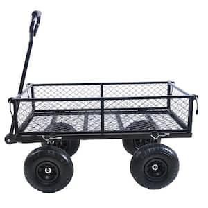 4.86 cu. ft. Black Metal Wagon Cart Garden Cart Trucks Make It Easier to Transport Firewood