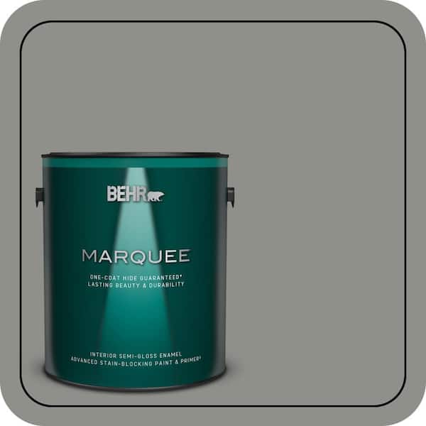BEHR MARQUEE 1 gal. #PPU24-20 Letter Gray Semi-Gloss Enamel Interior Paint & Primer
