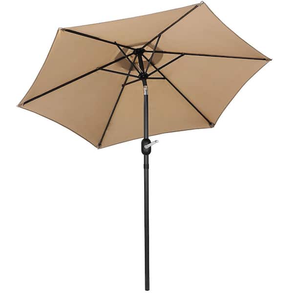 Alpulon 7.5 ft. Metal Pole Market Crank Patio Umbrella in Beige