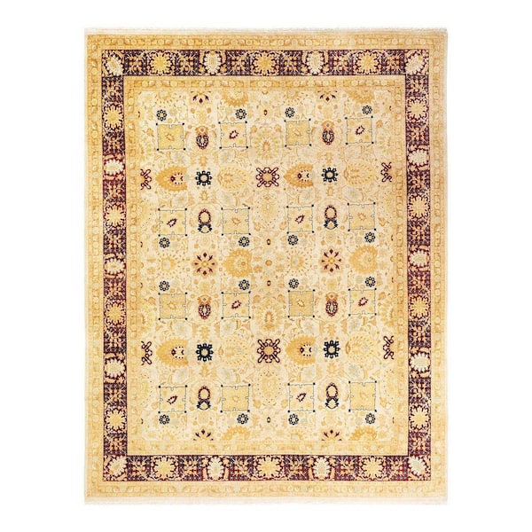 Mogul Traditional Ivory 8 ft. 2 in. x 10 ft. 7 in. Oriental Area Rug