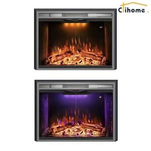 33 in. W Black Electric Fireplace Inserted with Combustion Sounds