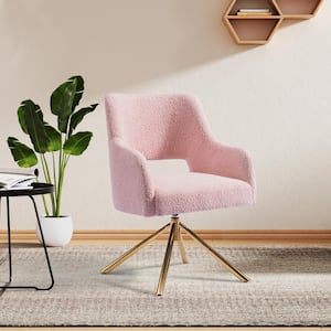 Stain Resistant Boucle Fabric Upholstered Swivel Vanity Stool Side Chair for Living Room Home Office in Dusty pink